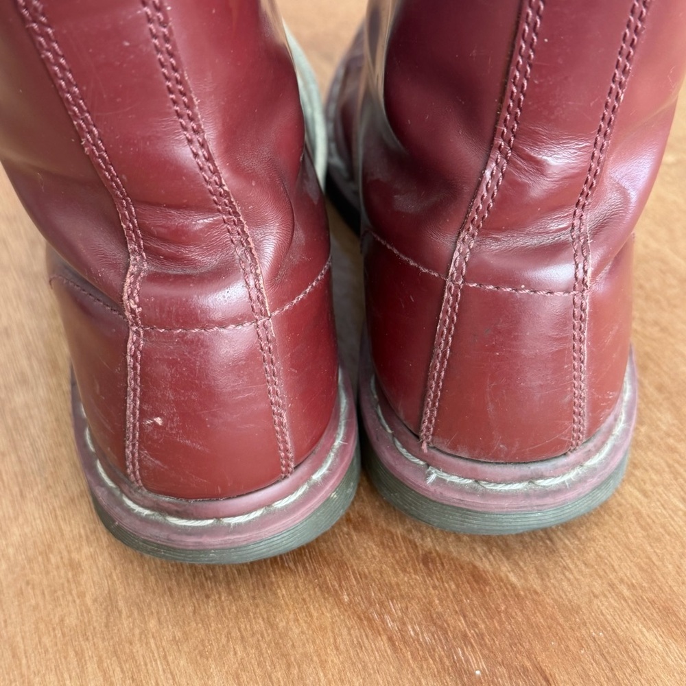Docs Dr Martens Pascal Cherry Red Oxblood Burgundy Lace-Up Combat Boots Sz 10.5 - Picture 15 of 16